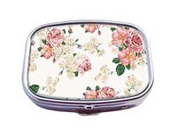 Top A Floral Custom Personalized Square Pill box Decorative Box Vitamin Container Pocket Or Wallet (Floral -3)