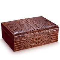 Humidors Cigar Box Crocodile Skin Pattern Four Areas Storage Large Capacity Cedar Wood Cigar Cigar Moisturizing Box Cigar Accessories (Color : Brown, Size : 352613.5cm)