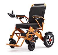 2019 Fold & Travel Lightweight Motorized Electric Power Wheelchair Scooter, Aviation Travel Safe Electric Wheelchair Heavy Duty Power Wheelchair with Wireless Remote Control Only 55 Lbs (Gold)