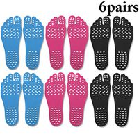 Fansport 6 Pairs Beach Insole Invisible Adhesive Non Slip Barefoot Pad (M：(Size:36-39 Yards))