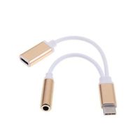  Orcbee  _USB Type-C to 3.5mm Jack AUX Headphone Audio Splitter Converter Adapter Cable (Gold)