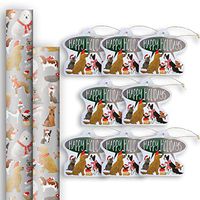 Premium Gift Wrap Jumbo Roll & Gift Tag Assortment, Christmas (2 Rolls & 8 Tags)