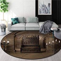 RUGSMAT Gothic Modern Machine Washable Round Bath Mat,Renaissance Castle King Coffee Table Mat Non-Skid Living Room Carpet Diameter-47