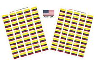 Made in USA! 100 Country Flag 1.5" x 1" Self Adhesive World Flag Stickers, Two Sheets of 50, 100 Sticker Flags Total (Colombia)