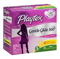 Playtex Gentle Glide Multi-Pack Regular/Super Fresh Scent Plastic Tampons - 36 CT (Pack of 6)
