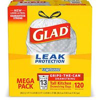 Glad Tall Kitchen Trash Bags, 13 Gal, 120 Ct