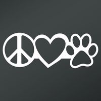 Peace Love Dog Paw Vinyl Decal Sticker | Cars Trucks Vans Walls Laptops Cups | White | 7.5 X 2.8 Inch | KCD1669
