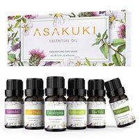 ASAKUKI 100% Pure Therapeutic Grade Essential Oils, Top 6 Aromatherapy Oils Gift Set 6 x 10ML for Diffuser, Humidifier, Winter(Lavender, Eucalyptus, Lemongrass, Tea Tree, Sweet Orange, Peppermint)