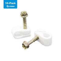 STEREN Coaxial Cable Clips - Cable Holder - Wire Clips - Siding Clips for Hanging - Cord Holder for Desk - Cable Clamps - Cord Clip - Wire Organizer Clips - Tv Mount Screws - White - 10 Pack