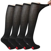 +MD 4 Pack Women’s Extra Wide Non-Binding Diabetic and Circulatory Bamboo Over The Knee Socks with Cushioned Sole 4Black9-11