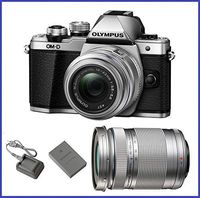 Olympus OM-D E-M10 Mark II Mirrorless Micro Four Thirds Digital Camera with 14-42mm II R Lens [Silver] & Olympus M.Zuiko Digital ED 40-150mm f/4.0-5.6 R Lens [Silver]