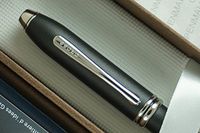 Cross Made in USA Townsend Royal Satin Matte Black and Cross Signature mid Band with Rhodium Appointment Gel in Rollerball pen