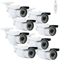 (Pack of 8) GW Professional 1200TVL 1/3" Sony CMOS CCTV Outdoor Surveillance Video Security Bullet Camera w/ Power Supply Kit - 1200 TV Lines, 2.8~12mm Varifocal Lens, 64 IR LED. WDR. OSD Menu