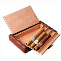 Kylin-u Cigar Humidor Leather Cigar Humidor Travel Cigar Case Lined with Cedar Wood, 4 Cigars Capacity Gift for Cigar Lovers