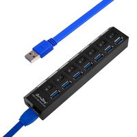 USB 3.0 HUB Splitter for Ps4,2win2buy 7 Port High Speed USB Data Hub Individual On Off Switches & Lights for Laptop PC Computer Mac Flash Drive Playstation 4 Slim Pro (No AC Adapter)