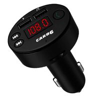 Bluetooth FM Transmitter for Car USB Car Phone Charger Make Calls Hands Free and Stream Music for Android iOS iPhone Samsung Cell Phone Black with 2 USB Ports 62445