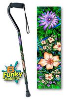 Aluminum Adjustable Foam Handle Offset Walking Cane with Hibiscus Flower Passion