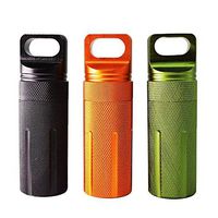 LEIWOOR 3PCS Air-Tight EDC Accessory Case, Waterproof Pill Fob Capsule/Match Case Battery Holder Case, Outdoor Survival Storage Box (A)