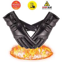 Winter Thermal Electric Heated Gloves for Extreme Weather -22°F, Napoo Men Women Skiing Gloves Anti-Slip Weatherproof Texting Leather Gloves Thick Fleece Lined (1 Pair)