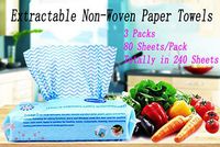 SUNANDMOON Paper Towels 3 Packs 240 Sheets Non-Woven Disposable Kitchen Wipes Multiuse Cleaning Paper Rags Non-Stick Healthy Dish Towels Oil-Absorbing Removable Tissue Paper Dishcloth Quick Dry