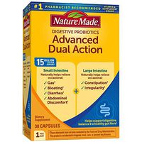 Nature Made Advanced Dual Action Probiotics 15 Billion CFU Per Serving, 30 Capsules, for Gas, Bloating, and Digestive Balance (Packaging May Vary)