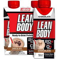 Lean Body Ready-to-Drink Chocolate Shake, 20g Protein, Whey Blend, 0 Sugar, Gluten Free, 22 Vitamins & Minerals, (Recyclable Carton & Lid - Pack of 4)