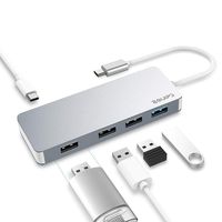 USB C Hub, EQUIPD 5 in 1 Aluminum Type C Adapter with Power Delivery Charging Port, 3 USB 2.0 Ports, 1 USB 3.0 Port Compatible MacBook Pro 13" 15", MacBook Air 13", MacBook 12" and More - Grey