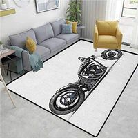 Manly Plaid Bath Mats Carpet, Custom Motorcycle Horsepower Adventurous Journey Freedom Ride Masculine Vehicle, Durable Rugs - Living, Dinning, Office, Rooms & Bedrrom, Hallway Carpet(4'x 6')