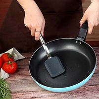 Gotian Multifunction Kitchen Cleaning Brush Long Handle Silicone Pot Dish Washing Brush - Silicone+Stainless Steel (About Long 26cm) (Black)