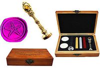 MNYR Vintage Starfish Nature Decorative Luxury Wood Box Gold Metal Peacock Wedding Invitations Gift Cards Paper Stationary Envelope Custom Wax Seal Sealing Stamp Sticks Melting Spoon Gift Box Set