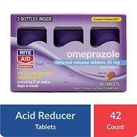 Rite Aid Acid Reducer Omeprazole Delayed Release Tablets - 20 mg, 3 Bottles, 14 Count Each (42 Count Total) - Heartburn Relief - Heartburn Medicine - Treats Frequent Heartburn