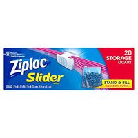 Ziploc Slider Storage Bags, For Food, Sandwich, Organization and More, Stand-and-Fill, Quart, 20 Count, Pack of 12 (240 Total Bags)