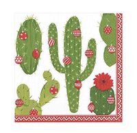 Entertaining with Caspari Merry Cactus Ivory Paper Cocktail Napkins (Box of 40)