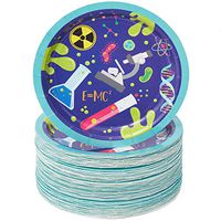 Science Lab Party Paper Plates for Kids Birthday (7 in, Blue, 80 Pack)