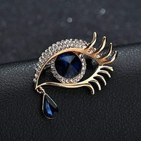 Rhinestone Trendy Big Eyes Accessories Simple Collar Pin Long Eyelashes Brooch Daily Popular Novelty Party Girls Woman Girl Jewerly Styling | Color - Gold
