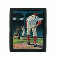 Perfection In Style Metal Cigarette Case Vintage Baseball Design 001