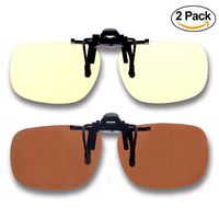 Blue Light Filter Clip On Glasses,Shileded Blue Light Blocking Computer/Gamer Glasses Flip Up Anti Eye Strain UV Protection with Amber Tint Lens-FDA Registered(Yellow+Brown)