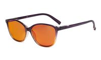 Eyekepper Blue Light Blocking Computer Reading Glasses with Orange Tinted Filter Lens for Night Use - Large Cat-Eye Stylish Readers Women - Purple Arm +2.50