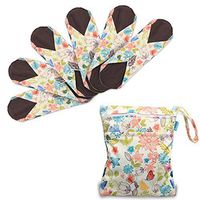 Teamoy 6Pcs 10 Inches Sanitary pad, Reusable Washable Cloth Menstrual Pads/Panty Liners with Wet Bag, Super-Absorbent, Soft and Comfortable, Perfect for General Flow(Medium, Jungle)