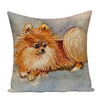 Acelive 20 x 20 Inches Pomeranian Spitz Dog Cotton Linen Square Decoration Throw Pillowcase Pillow Cover Child's Gift