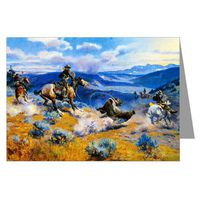 Twelve Vintage Cowboy Art Notecards of Charles M. Russell 1916 Loops and Swift Horses are Surer Than Lead