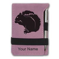 Mini Notepad, Squirrel, Personalized Engraving Included (Pink)