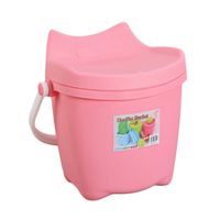 Hmane Plastic Fishing Bucket Toy Foldable Storage Bucket Stool with Lid - (Pink)