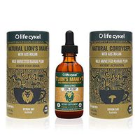 Life Cykel Brain Hacking and Energy Boosting Mushroom Set - Lions Mane Powder 50g, Lions Mane Extract 2 fl oz, and Cordyceps Powder 50g with Australian Wild Harvested Kakadu Plum (Set of 3), 1 ea