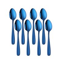 Do Buy 8 Pieces 18/10 Dessert Spoons Teaspoons Small Coffee Spoons Espresso Spoons, 5.5 Inch (Blue)