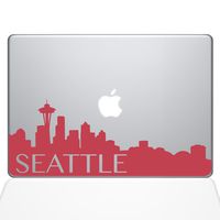 The Decal Guru Seattle Skyline Decal Vinyl Sticker, 15" MacBook Pro (2016 & Newer Models), Red (2331-MAC-15X-DR)