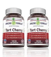 Amazing Formulas Tart Cherry Extract 1000 Mg Capsules - Non-GMO - Antioxidant Support - Promotes Joint Health & a Proper Uric Acid Level Balance (120 Count (Pack of 2))