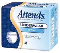 20 Pack Attends Underwear Extra Absorbency 120-175 lbs Hip 34-44" Med. AP0720