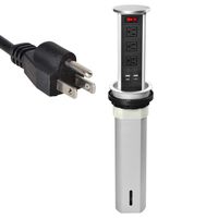 Pop Up Outlet Power Socket Automatic Raising Type Surge Protector Power Strip 3 US Plug and 2 USB Ports for Kitchen Island/Office/Conference Room Home Decoration