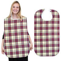 RMS Reusable Washable Waterproof Adult Bib Clothing Protector with Vinyl Backing for Both Men and Women (Checks)